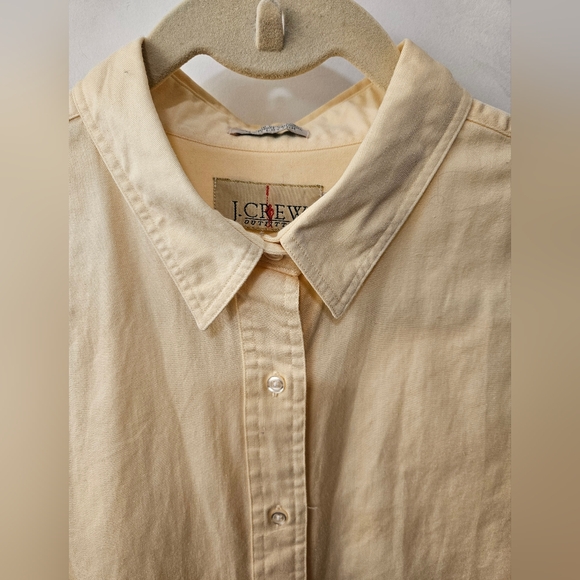 Vintage - J. Crew Cotton Single Needle Tailored Yellow Button Up Shirt - Size L - Picture 6 of 9